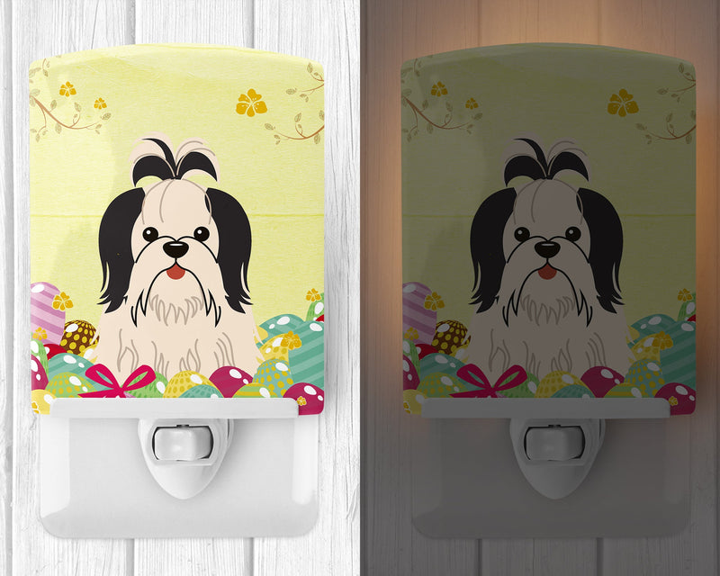 Easter Eggs Shih Tzu Black White Ceramic Night Light BB6088CNL