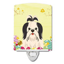 Easter Eggs Shih Tzu Black White Ceramic Night Light Compact, UL-Certified, Ideal for Bedroom, Bathroom, Nursery, Hallway, Kitchen, 6x4x3, Multicolor