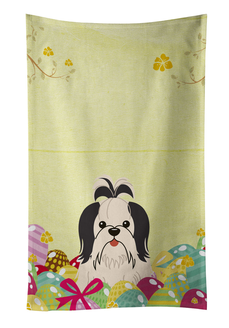 Easter Eggs Shih Tzu Black White Kitchen Towel BB6088KTWL