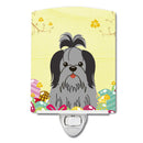Easter Eggs Shih Tzu Black Silver Ceramic Night Light Compact, UL-Certified, Ideal for Bedroom, Bathroom, Nursery, Hallway, Kitchen, 6x4x3, Multicolor
