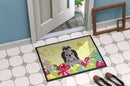 Easter Eggs Shih Tzu Black Silver Doormat Indoor Outdoor 24H X 36W Front Door Mat Rugs for Entryway, Non Slip Washable Low Pile,
