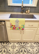Easter Eggs Bedlington Terrier Blue Kitchen Towel Velour Plush Front and Cotton Loop Back Machine Washable