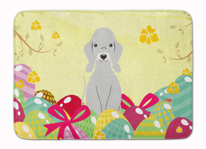 Easter Eggs Bedlington Terrier Blue Machine Washable Memory Foam Mat BB6090RUG