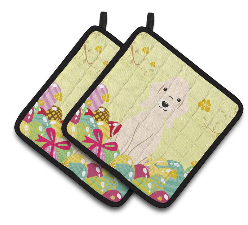 Easter Eggs Bedlington Terrier Sandy Pair of Pot Holders BB6091PTHD