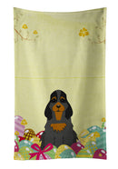 Easter Eggs Cocker Spaniel Black Tan Kitchen Towel Velour Plush Front and Cotton Loop Back Machine Washable