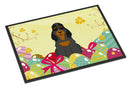 Easter Eggs Cocker Spaniel Black Tan Doormat Indoor Outdoor 18H X 27W Front Door Mat Rugs for Entryway, Non Slip Washable