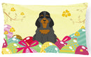 Easter Eggs Cocker Spaniel Black Tan Decorative Throw Pillow 12x16 Indoor Outdoor Accent Cushion, Fabric Cover with Insert for Sofa, Bed, Porch & Living Room
