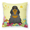 Easter Eggs Cocker Spaniel Black Tan Decorative Throw Pillow 18x18 Indoor Outdoor Accent Cushion, Fabric Cover with Insert for Sofa, Bed, Porch & Living Room