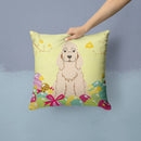 Easter Eggs Cocker Spaniel Buff Decorative Throw Pillow 14x14 Indoor Outdoor Accent Cushion, Fabric Cover with Insert for Sofa, Bed, Porch & Living Room