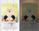 Easter Eggs Old English Sheepdog Ceramic Night Light Compact, UL-Certified, Ideal for Bedroom, Bathroom, Nursery, Hallway, Kitchen, 6x4x3, Multicolor