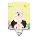 Easter Eggs Old English Sheepdog Ceramic Night Light Compact, UL-Certified, Ideal for Bedroom, Bathroom, Nursery, Hallway, Kitchen, 6x4x3, Multicolor