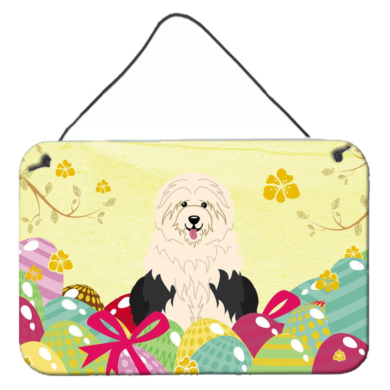 Easter Eggs Old English Sheepdog Wall or Door Hanging Prints BB6096DS812