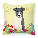 Easter Eggs Smooth Fox Terrier Decorative Throw Pillow 18x18 Indoor Outdoor Accent Cushion, Fabric Cover with Insert for Sofa, Bed, Porch & Living Room