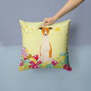 Easter Eggs Whippet Decorative Throw Pillow 14x14 Indoor Outdoor Accent Cushion, Fabric Cover with Insert for Sofa, Bed, Porch & Living Room