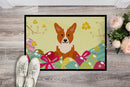 Easter Eggs Corgi Doormat Indoor Outdoor 24H X 36W Front Door Mat Rugs for Entryway, Non Slip Washable Low Pile,