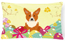 Easter Eggs Corgi Decorative Throw Pillow 12x16 Indoor Outdoor Accent Cushion, Fabric Cover with Insert for Sofa, Bed, Porch & Living Room