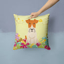 Easter Eggs Wire Fox Terrier Decorative Throw Pillow 14x14 Indoor Outdoor Accent Cushion, Fabric Cover with Insert for Sofa, Bed, Porch & Living Room