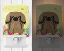 Easter Eggs Pekingese Tan Ceramic Night Light Compact, UL-Certified, Ideal for Bedroom, Bathroom, Nursery, Hallway, Kitchen, 6x4x3, Multicolor