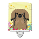 Easter Eggs Pekingese Tan Ceramic Night Light Compact, UL-Certified, Ideal for Bedroom, Bathroom, Nursery, Hallway, Kitchen, 6x4x3, Multicolor