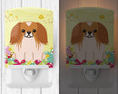 Easter Eggs Pekingese Red White Ceramic Night Light Compact, UL-Certified, Ideal for Bedroom, Bathroom, Nursery, Hallway, Kitchen, 6x4x3, Multicolor