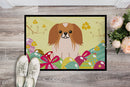 Easter Eggs Pekingese Red White Doormat Indoor Outdoor 18H X 27W Front Door Mat Rugs for Entryway, Non Slip Washable