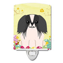 Easter Eggs Pekingese Black White Ceramic Night Light Compact, UL-Certified, Ideal for Bedroom, Bathroom, Nursery, Hallway, Kitchen, 6x4x3, Multicolor