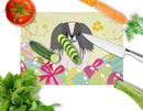 Easter Eggs Pekingese Black White Cutting Board Tempered Glass Kitchen Cutting Surface, Heat Resistant Chopping, Non-Slip Feet, Food Prep & Serving