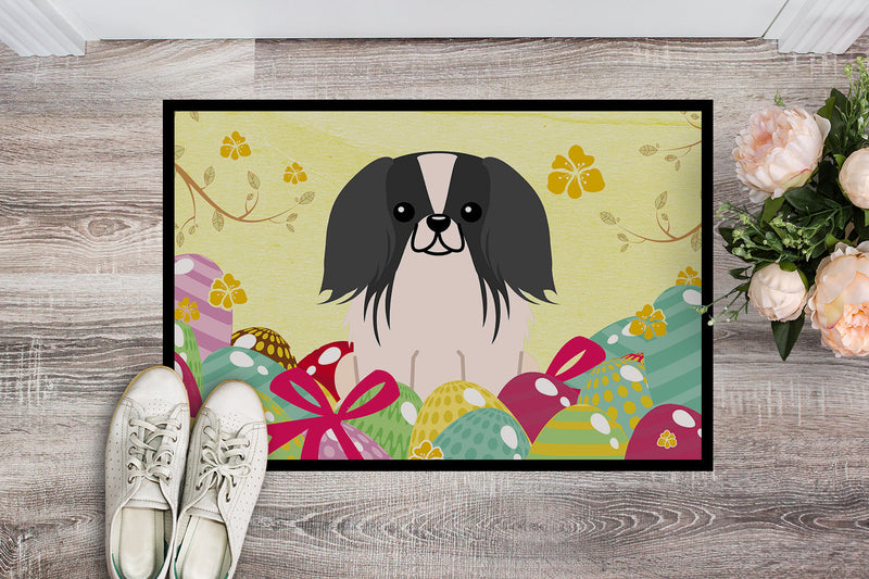 Easter Eggs Pekingnese Black White Indoor or Outdoor Mat 18x27 BB6105MAT