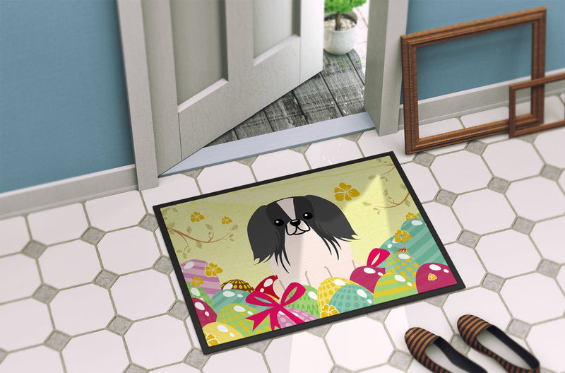 Easter Eggs Pekingnese Black White Indoor or Outdoor Mat 18x27 BB6105MAT