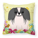 Easter Eggs Pekingese Black White Decorative Throw Pillow 18x18 Indoor Outdoor Accent Cushion, Fabric Cover with Insert for Sofa, Bed, Porch & Living Room