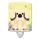 Easter Eggs Pekingese Cream Ceramic Night Light Compact, UL-Certified, Ideal for Bedroom, Bathroom, Nursery, Hallway, Kitchen, 6x4x3, Multicolor