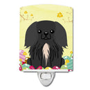 Easter Eggs Pekingese Black Ceramic Night Light Compact, UL-Certified, Ideal for Bedroom, Bathroom, Nursery, Hallway, Kitchen, 6x4x3, Multicolor