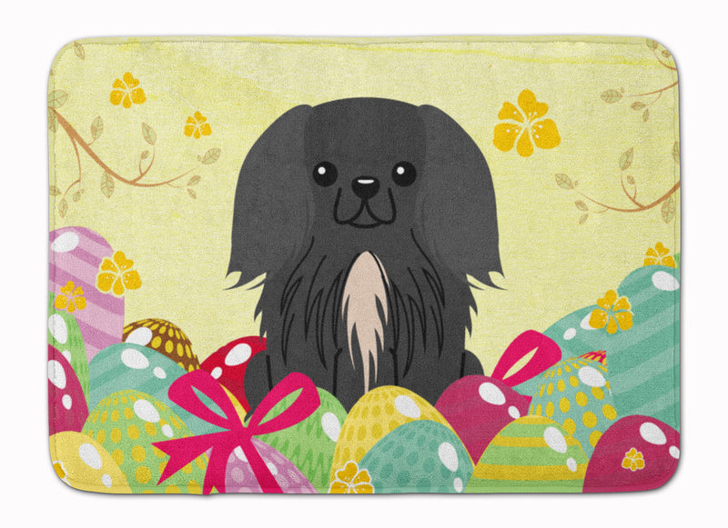 Easter Eggs Pekingnese Black Machine Washable Memory Foam Mat BB6107RUG