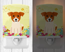Easter Eggs Jack Russell Terrier Ceramic Night Light Compact, UL-Certified, Ideal for Bedroom, Bathroom, Nursery, Hallway, Kitchen, 6x4x3, Multicolor