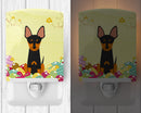 Easter Eggs English Toy Terrier Ceramic Night Light Compact, UL-Certified, Ideal for Bedroom, Bathroom, Nursery, Hallway, Kitchen, 6x4x3, Multicolor