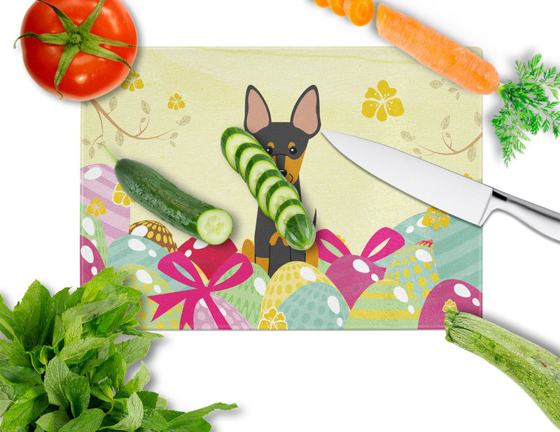 Easter Eggs English Toy Terrier Glass Cutting Board Large BB6109LCB