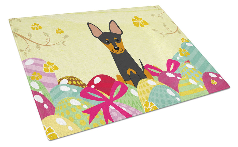 Easter Eggs English Toy Terrier Glass Cutting Board Large BB6109LCB