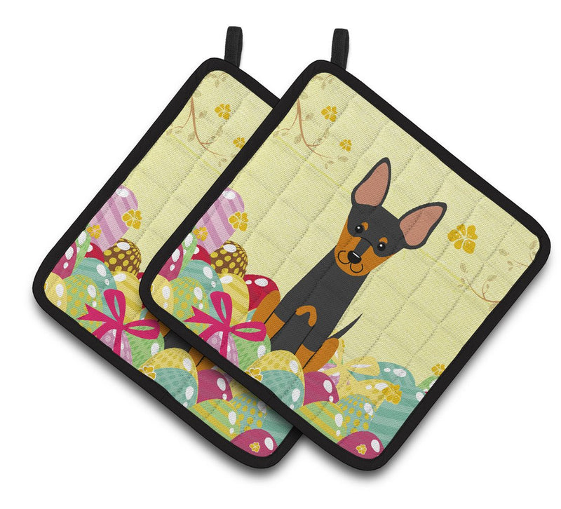 Easter Eggs English Toy Terrier Pair of Pot Holders BB6109PTHD