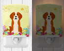 Easter Eggs English Foxhound Ceramic Night Light Compact, UL-Certified, Ideal for Bedroom, Bathroom, Nursery, Hallway, Kitchen, 6x4x3, Multicolor