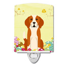 Easter Eggs English Foxhound Ceramic Night Light Compact, UL-Certified, Ideal for Bedroom, Bathroom, Nursery, Hallway, Kitchen, 6x4x3, Multicolor