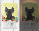Easter Eggs Chinese Crested Black Ceramic Night Light Compact, UL-Certified, Ideal for Bedroom, Bathroom, Nursery, Hallway, Kitchen, 6x4x3, Multicolor