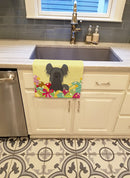 Easter Eggs Chinese Crested Black Kitchen Towel Velour Plush Front and Cotton Loop Back Machine Washable