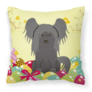 Easter Eggs Chinese Crested Black Decorative Throw Pillow 18x18 Indoor Outdoor Accent Cushion, Fabric Cover with Insert for Sofa, Bed, Porch & Living Room