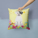 Easter Eggs White Boxer Cooper Decorative Throw Pillow 14x14 Indoor Outdoor Accent Cushion, Fabric Cover with Insert for Sofa, Bed, Porch & Living Room
