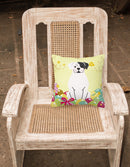 Easter Eggs White Boxer Cooper Decorative Throw Pillow 18x18 Indoor Outdoor Accent Cushion, Fabric Cover with Insert for Sofa, Bed, Porch & Living Room