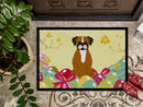 Easter Eggs Flashy Fawn Boxer Doormat Indoor Outdoor 18H X 27W Front Door Mat Rugs for Entryway, Non Slip Washable