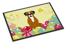Easter Eggs Flashy Fawn Boxer Doormat Indoor Outdoor 18H X 27W Front Door Mat Rugs for Entryway, Non Slip Washable