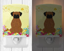 Easter Eggs Brindle Boxer Ceramic Night Light Compact, UL-Certified, Ideal for Bedroom, Bathroom, Nursery, Hallway, Kitchen, 6x4x3, Multicolor