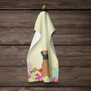 Easter Eggs Brindle Boxer Kitchen Towel Velour Plush Front and Cotton Loop Back Machine Washable