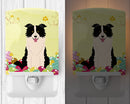 Easter Eggs Border Collie Black White Ceramic Night Light Compact, UL-Certified, Ideal for Bedroom, Bathroom, Nursery, Hallway, Kitchen, 6x4x3, Multicolor